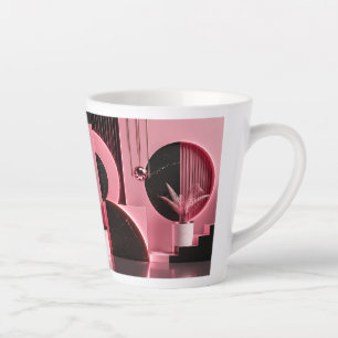 Luxe roze en zwart geometrisch ontwerp cadeau latte mok