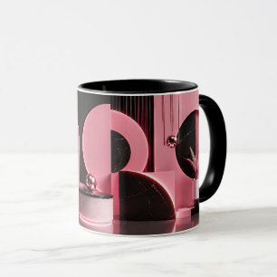 Luxe roze en zwart geometrisch ontwerp cadeau mok