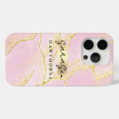 Luxe Roze Faux Gold Folie Monogram Borstel Stroke Case-Mate iPhone Case (Achterkant (horizontaal))