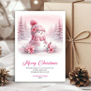 Luxe Roze Feestelijke Scene Kerstdag  Feestdagenkaart