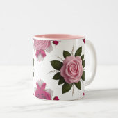 Luxe roze & fuchsia roos tweekleurige mok (Voorkant rechts)