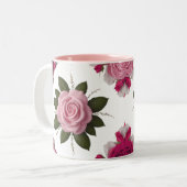 Luxe roze & fuchsia roos tweekleurige mok (Voorkant links)