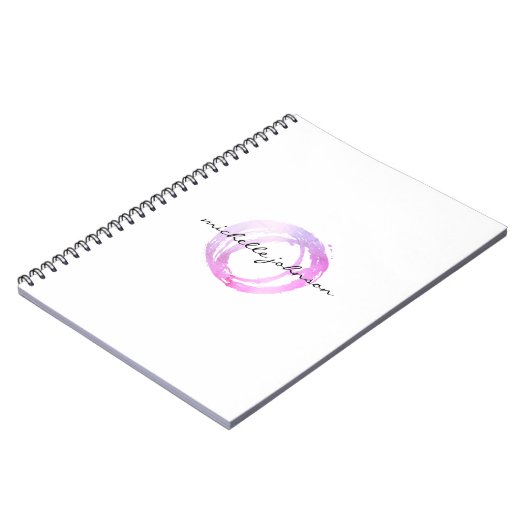 Luxe roze gekleurde Cirkelontwerper Logo Notitieboek (Linkerzijde)