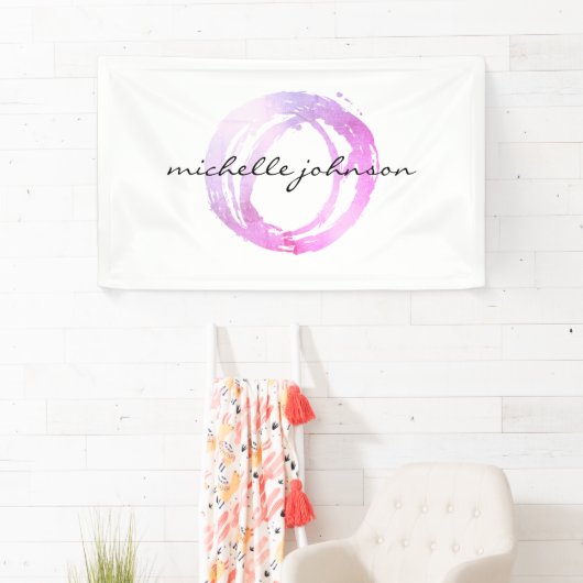 Luxe roze gekleurde Cirkelontwerper Logo Spandoek (Insitu)