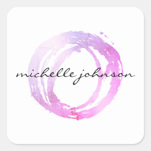 Luxe roze gekleurde Cirkelontwerper Logo Vierkante Sticker