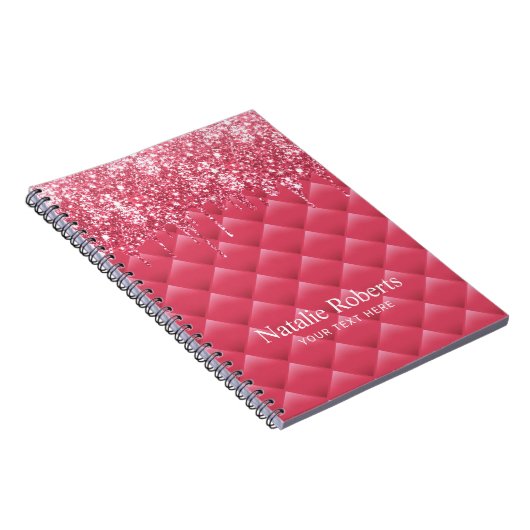 Luxe roze gelilde moderne glitter-schijven meisje notitieboek (Rechterzijde)