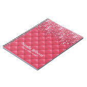 Luxe roze gelilde moderne glitter-schijven meisje notitieboek (Linkerzijde)