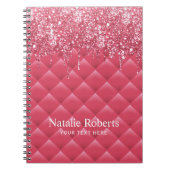 Luxe roze gelilde moderne glitter-schijven meisje notitieboek (Voorkant)