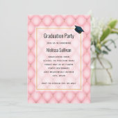 Luxe Roze Geplooid Diamant Patroon Afstuderen Kaart (Staand voorkant)
