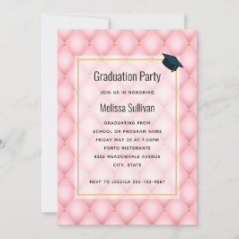 Luxe Roze Geplooid Diamant Patroon Afstuderen Kaart