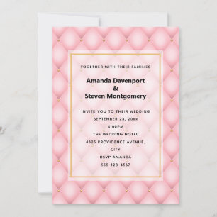 Luxe Roze Geplooid Diamantpatroon Bruiloft Kaart