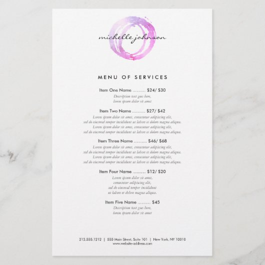 Luxe roze geschilderd cirkelontwerplogotype flyer (Voorkant)