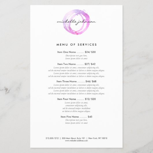 Luxe roze geschilderd cirkelontwerplogotype flyer (Voorkant)