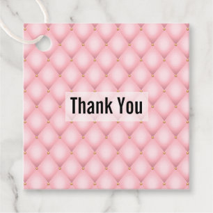 Luxe roze getuft diamanten patroon bedankjes labels