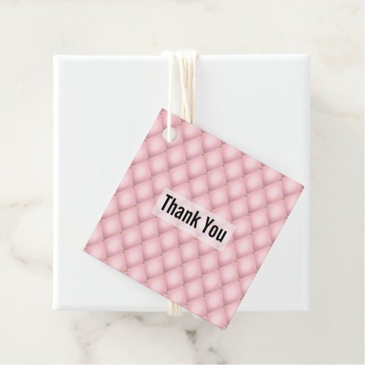 Luxe roze getuft diamanten patroon bedankjes labels (In situ)