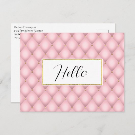 Luxe roze getuft diamanten patroon briefkaart (Voorkant / Achterkant)