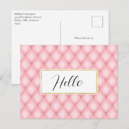 Luxe roze getuft diamanten patroon briefkaart