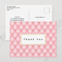 Luxe roze getuft diamanten patroon dank u briefkaart