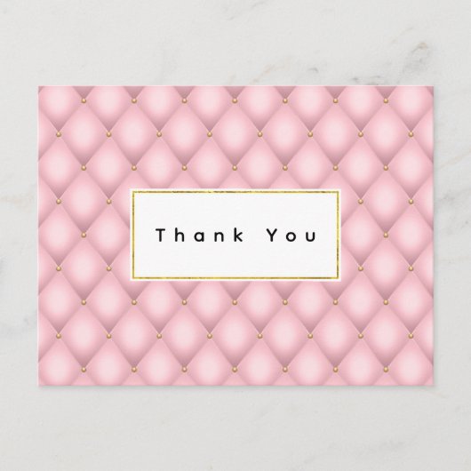 Luxe roze getuft diamanten patroon dank u briefkaart (Voorkant)