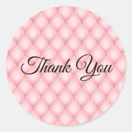 Luxe roze getuft diamanten patroon dank u ronde sticker