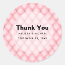 Luxe roze getuft diamanten patroon dank u ronde sticker