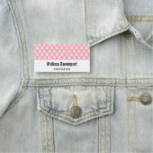 Luxe roze getuft diamanten patroon naamplaatje (In situ)