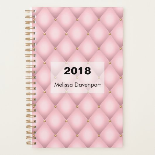 Luxe roze getuft diamanten patroon planner (Voorkant)