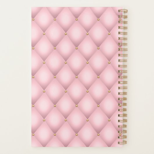 Luxe roze getuft diamanten patroon planner (Achterkant)