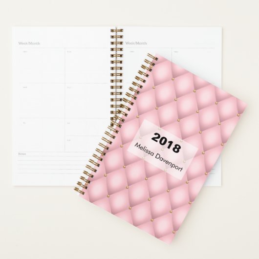 Luxe roze getuft diamanten patroon planner (Display)