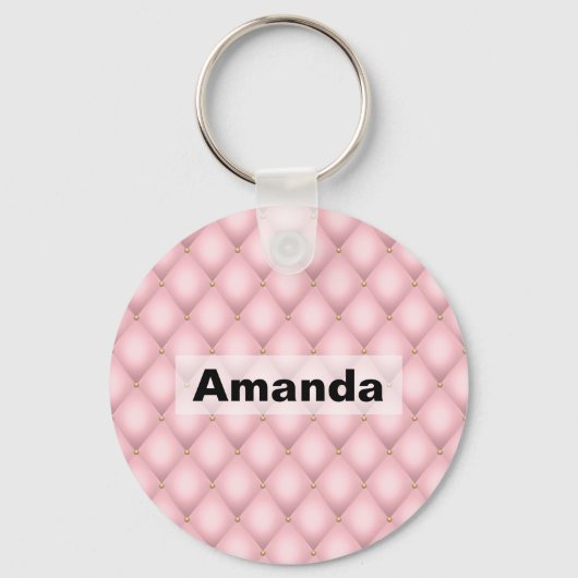 Luxe roze getuft diamanten patroon sleutelhanger (Voorkant)