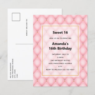 Luxe roze getuft diamanten patroon uitnodiging briefkaart