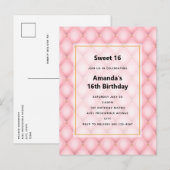 Luxe roze getuft diamanten patroon uitnodiging briefkaart (Voorkant / Achterkant)