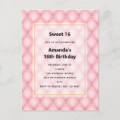 Luxe roze getuft diamanten patroon uitnodiging briefkaart (Voorkant)