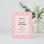 Luxe roze getuft diamanten patroon uitnodiging briefkaart (Staand voorkant)