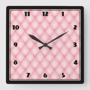 Luxe roze getuft diamanten patroon vierkante klok