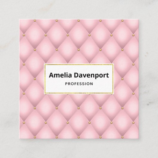 Luxe roze getuft diamanten patroon vierkante visitekaartje (Voorkant)