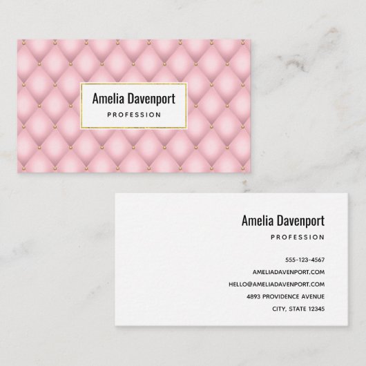 Luxe roze getuft diamanten patroon visitekaartje (Voorkant / Achterkant)