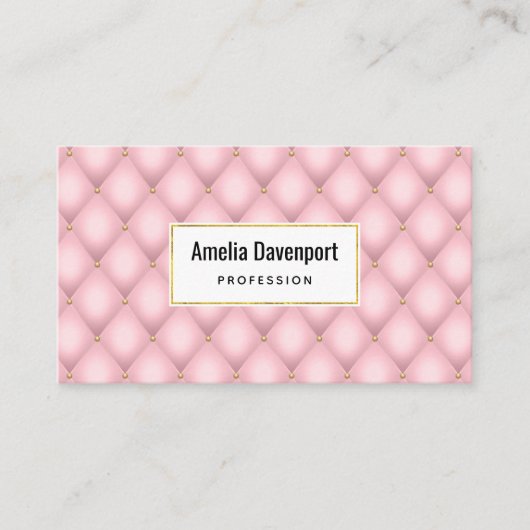 Luxe roze getuft diamanten patroon visitekaartje (Voorkant)