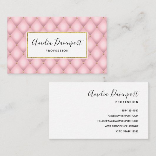 Luxe roze getuft diamanten patroon visitekaartje (Voorkant / Achterkant)