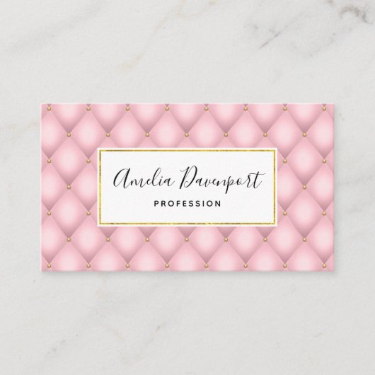 Luxe roze getuft diamanten patroon visitekaartje (Voorkant)
