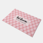 Luxe roze getuft diamanten patroon welkom deurmat (Schuin)