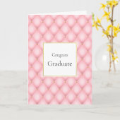 Luxe roze getuft diamantpatroon Afstuderen Kaart (Gele Bloem)