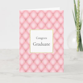 Luxe roze getuft diamantpatroon Afstuderen Kaart