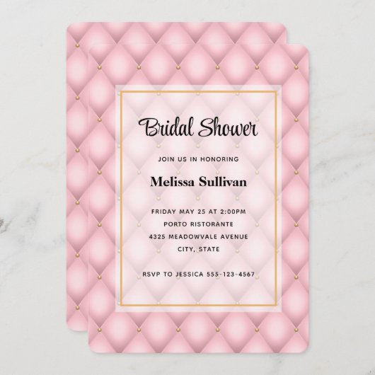 Luxe roze getuft diamantpatroon Vrijgezellenfeest Kaart (Voorkant / Achterkant)