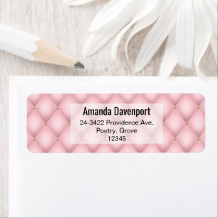 Luxe roze getufte diamant patroon adres etiket