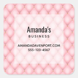 Luxe roze getufte diamant patroon bedrijf vierkante sticker