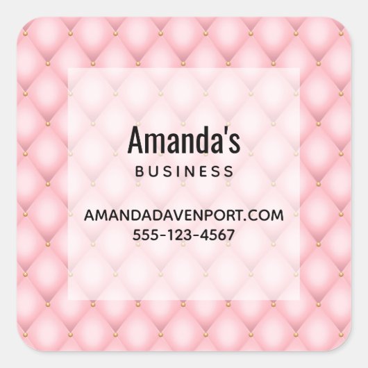Luxe roze getufte diamant patroon bedrijf vierkante sticker (Voorkant)