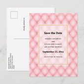 Luxe roze getufte diamanten patroon bruiloft aankondigingskaart (Voorkant / Achterkant)