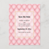 Luxe roze getufte diamanten patroon bruiloft aankondigingskaart (Voorkant)