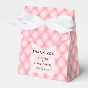 Luxe roze getufte diamanten patroon bruiloft bedankdoosjes